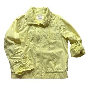 Sonoma women's L‎ lightweight bomber jacket yellow full zip collar long sleeve